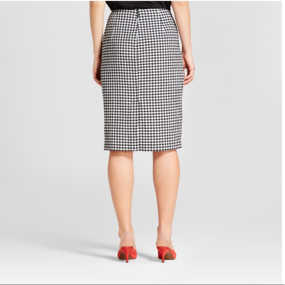 Who What Wear Ruffle Pencil Midi Skirt Gingham New - Picture 2 of 3